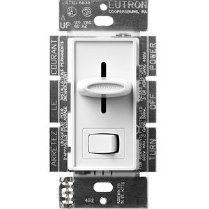 Lutron Skylark 600-Watt Single Pole Dimmer Switch 120V, White (S-600PR-WH)
